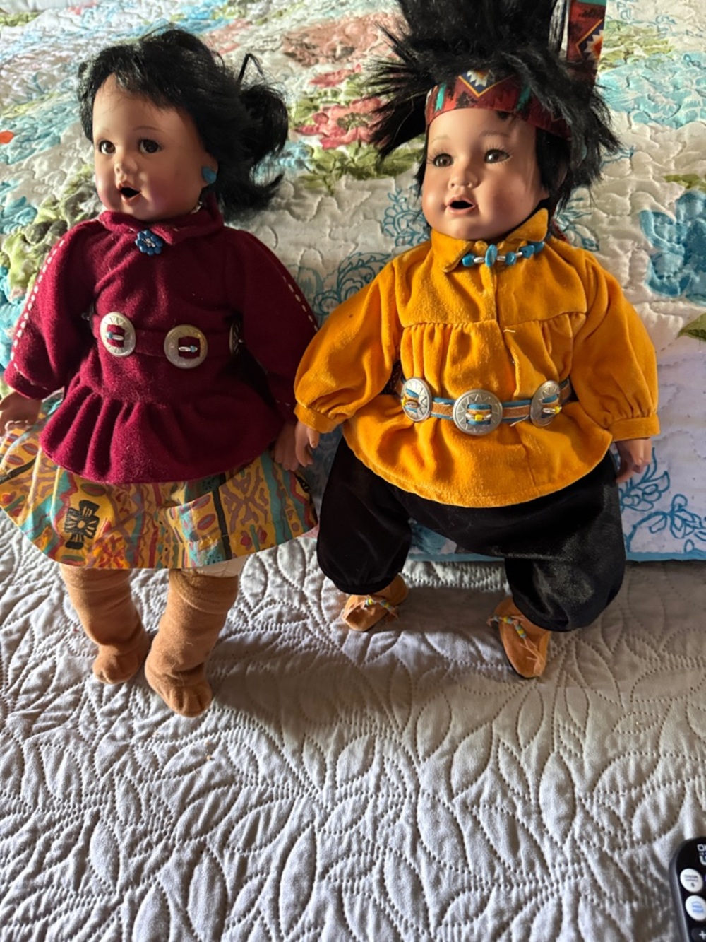 2porcelain dolls in Navajo Costumes,listed separately,Today $20.Tells about them
